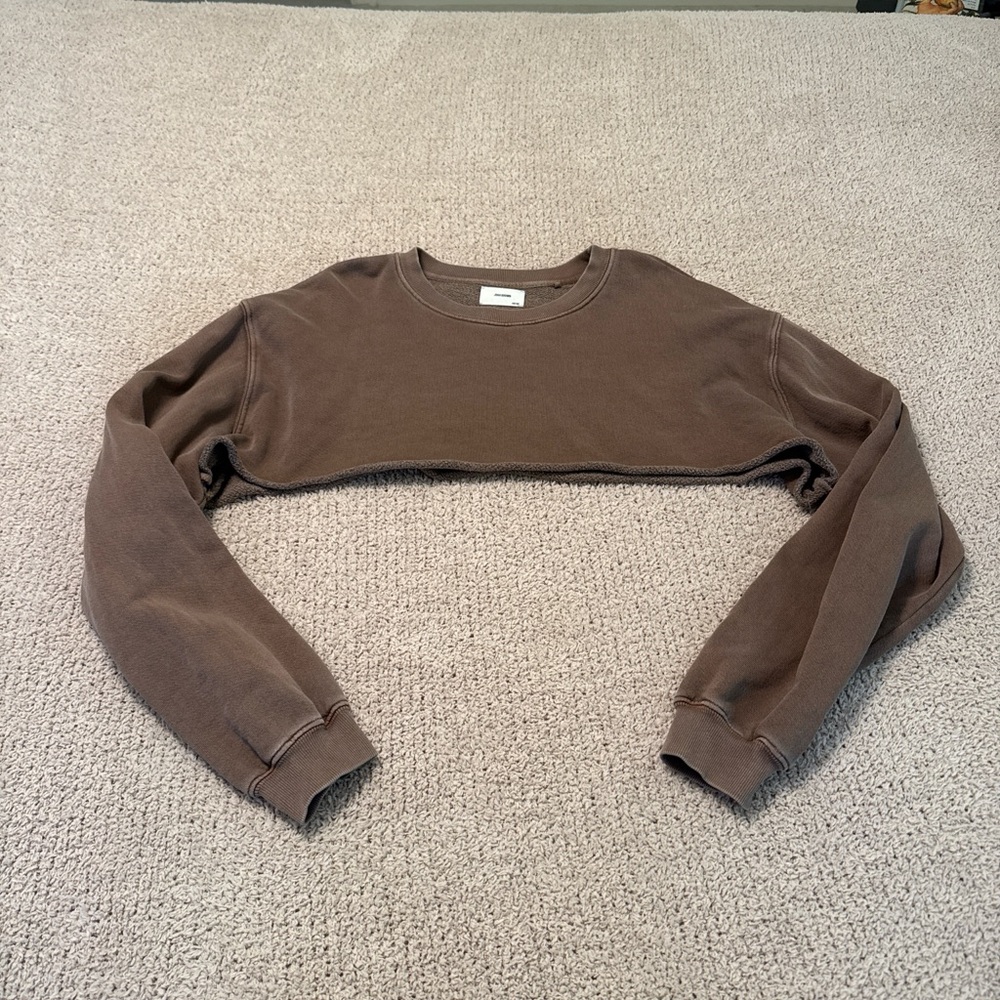 Joah Brown Cropped Sweatshirt One Size